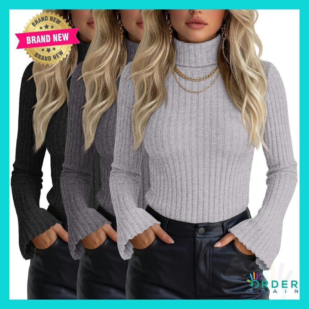 Slim Fit Ribbed Knit Turtleneck Sweater Classic Minimal Chic Fall Winter